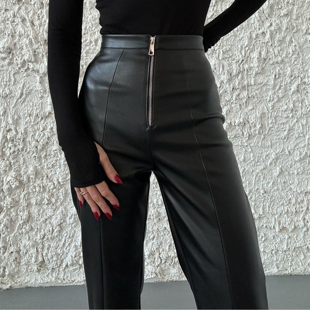 Faux Leather PU Wide Leg Trousers