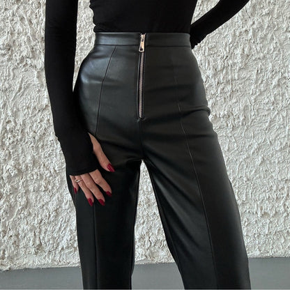 Faux Leather PU Wide Leg Trousers