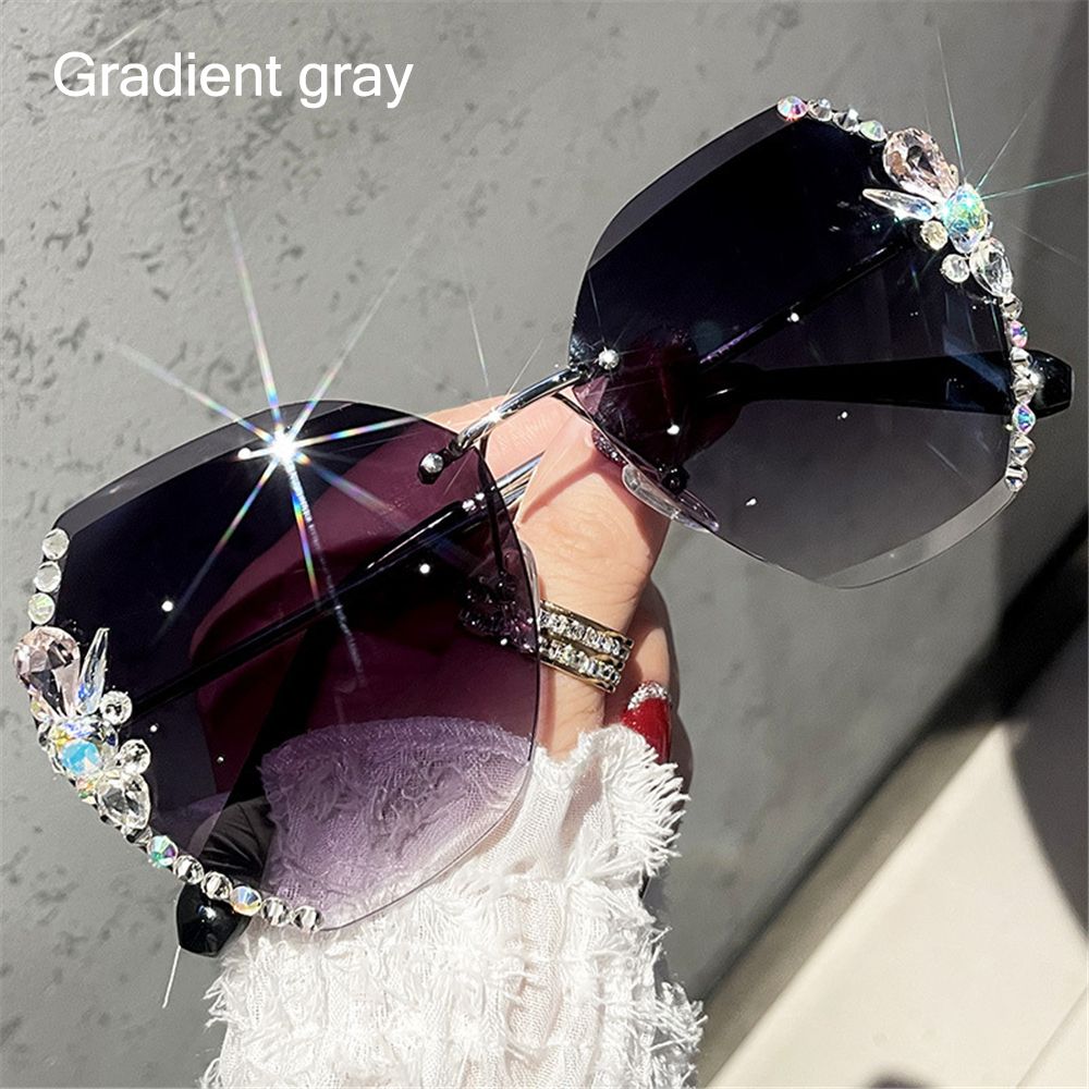Ladies Vintage Rimless Rhinestone Sunglasses - UV400 - various colours
