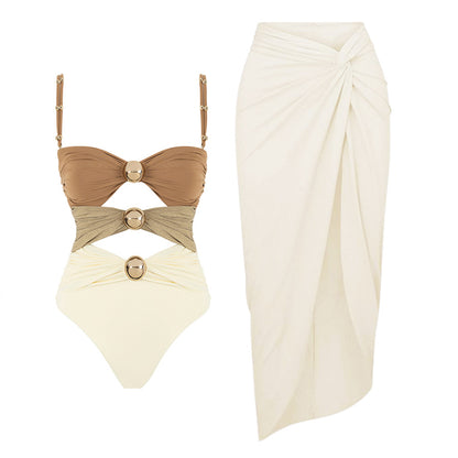 Women's Swimsuit One Piece with matching Cover Up Skirt - various colours