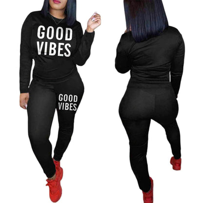 Women's Lounge Wear Set - Good Vibes - Plus Size Up To 4XL