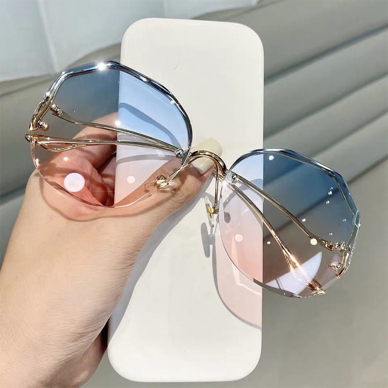 Ladies Frameless Curved Rim Sunglasses - various colours