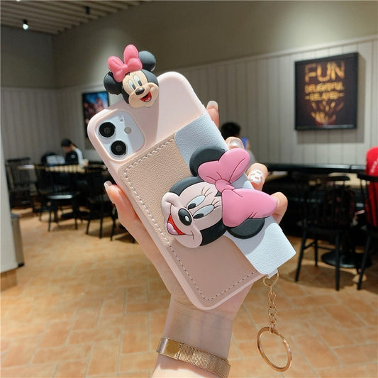 iphone Case - Models 6/7/8 11 - 14 & X - Mickey & Minnie with Coin Purse
