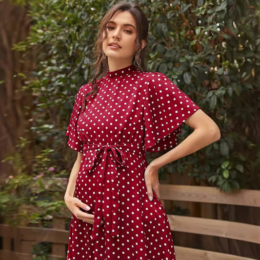 Ladies Polka Dot Maternity Dress  - Mum To Be - Pregnancy
