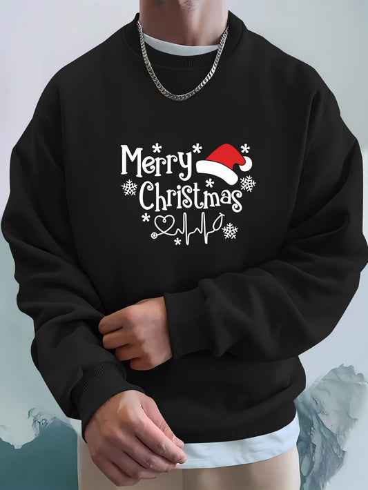 Men's Christmas Sweatshirt - Merry Christmas Hat