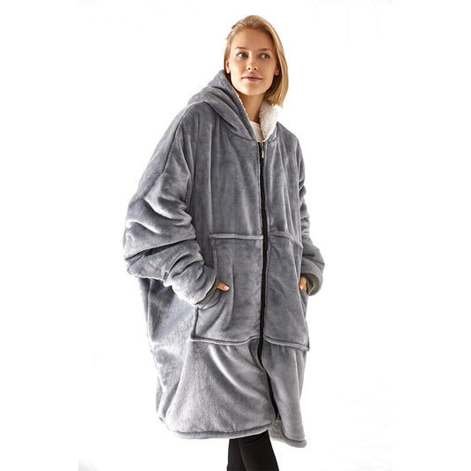 Oversized Blanket Hoodie - Zip Front