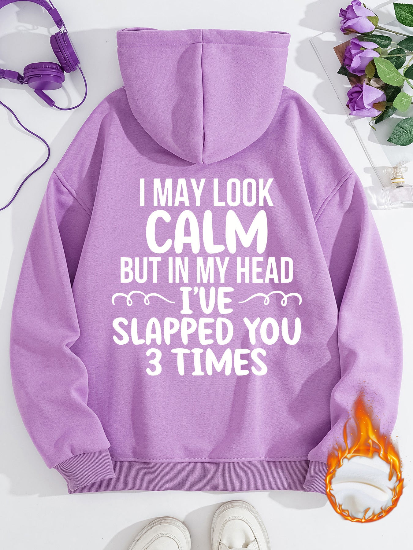 Women's Slogan Hoodie - I May Look Calm
