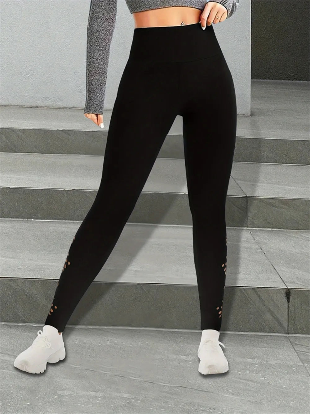 Women's Leggings - Cutout High Rise