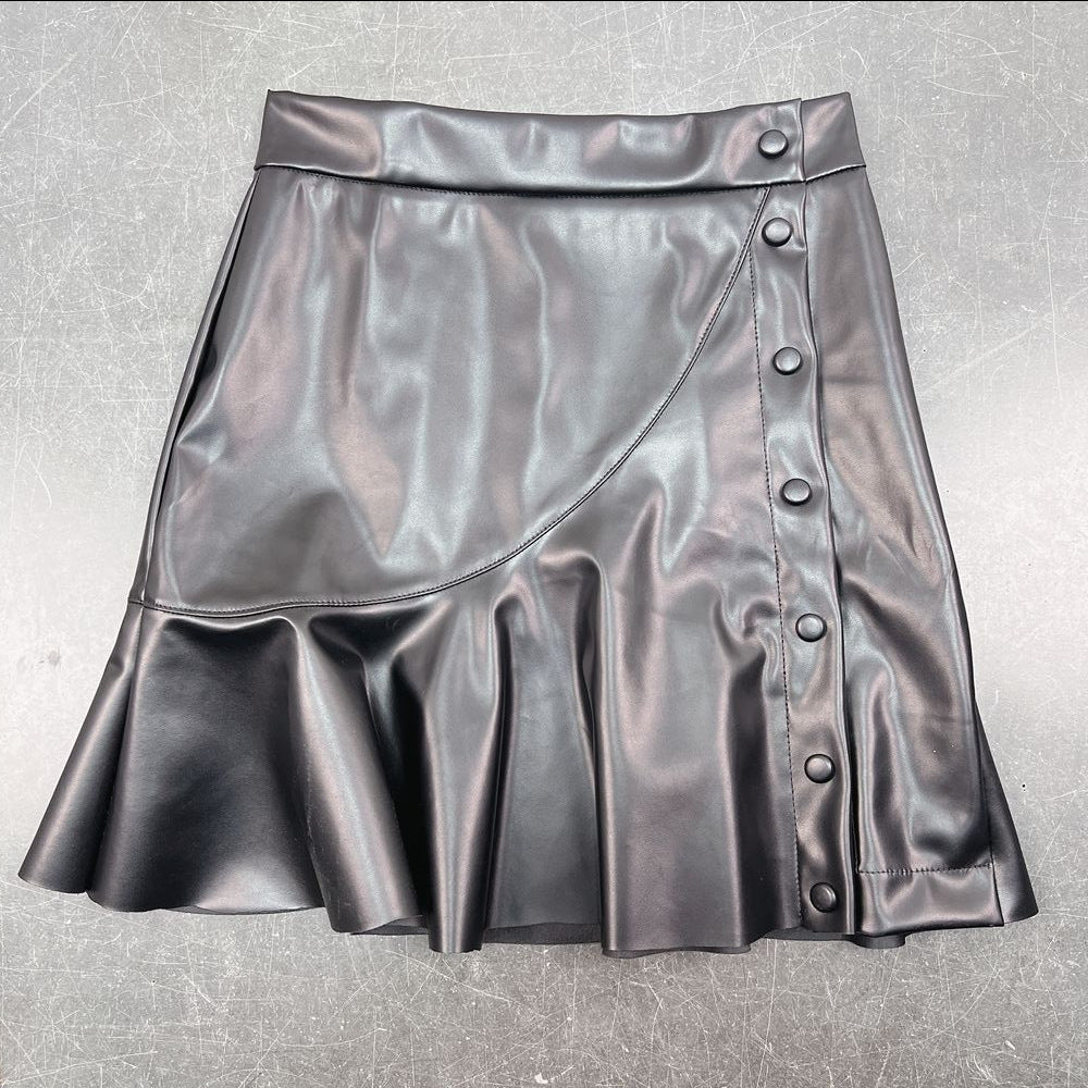 Faux Leather PU Side Popper Skirt