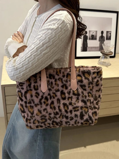 Leopard Fluffy Tote Bag