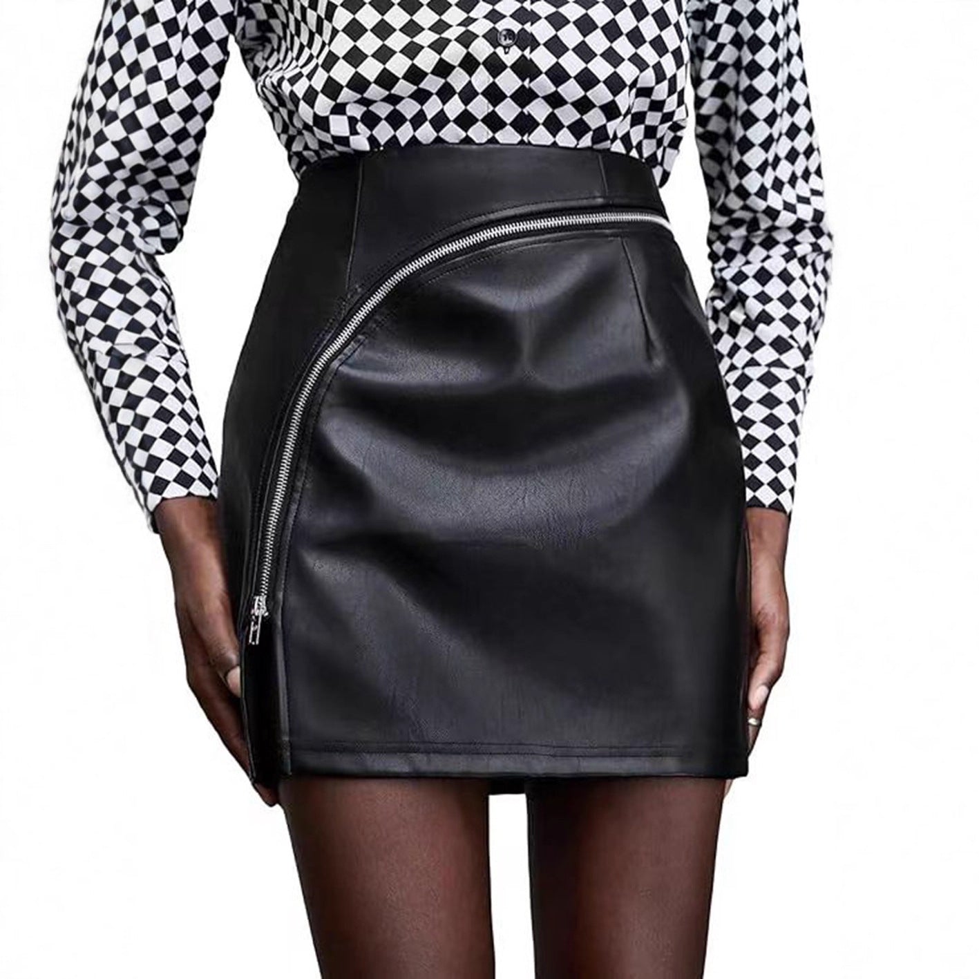 Faux Leather PU Zipper Slit Skirt - Various Colours