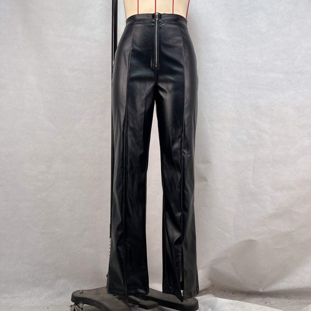 Faux Leather PU Wide Leg Trousers
