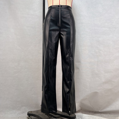 Faux Leather PU Wide Leg Trousers