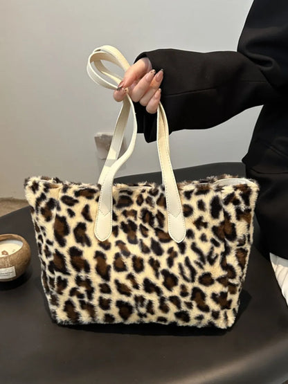 Leopard Fluffy Tote Bag