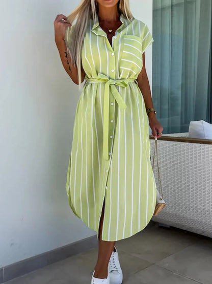 Women's Tie Waist Short Sleeve Dress