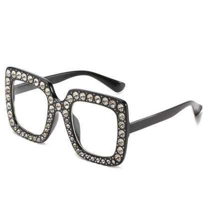 Ladies Vintage Oversized Square Rhinestone Sunglasses - various colours