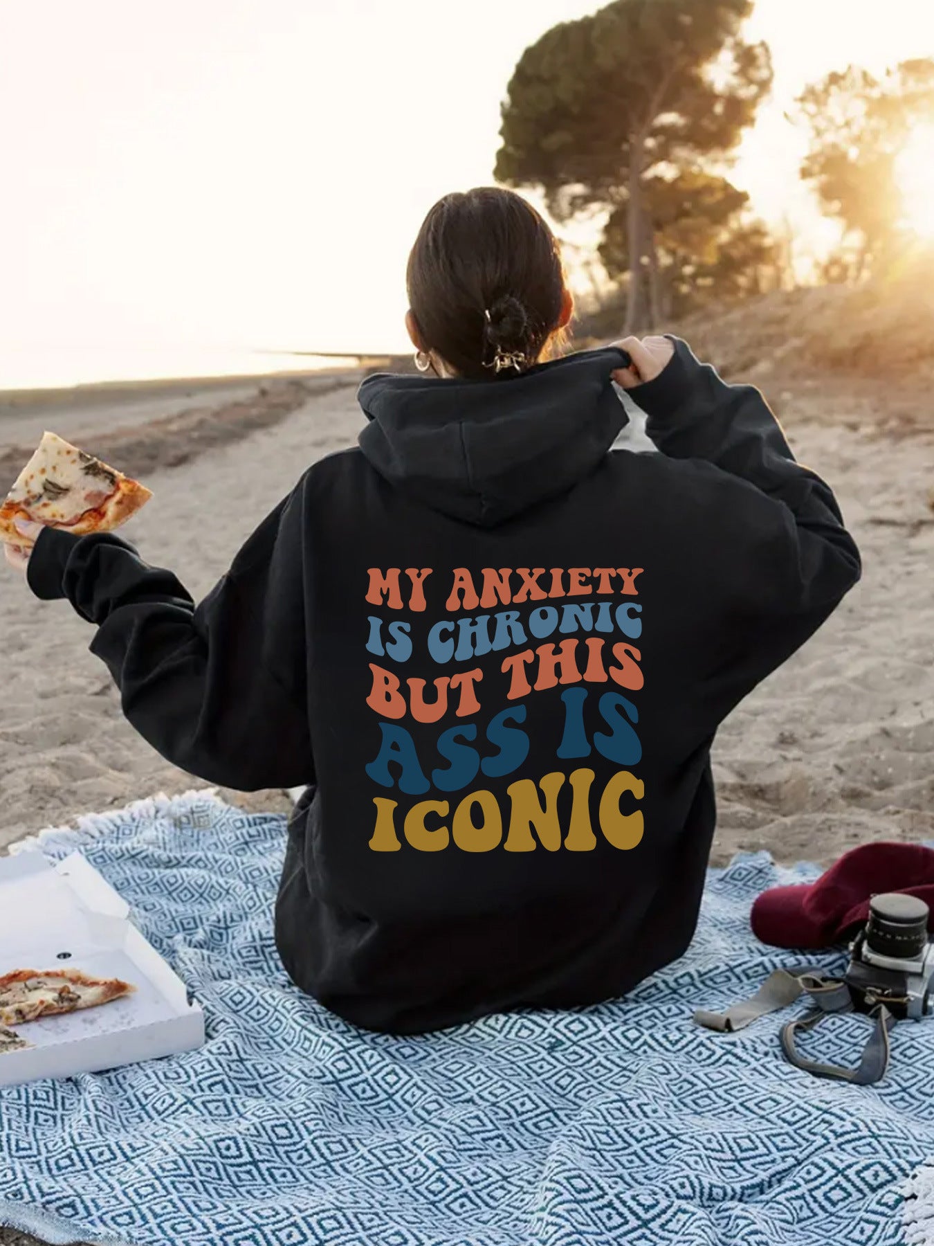 Women's Slogan Hoodie - Anxiety Iconic