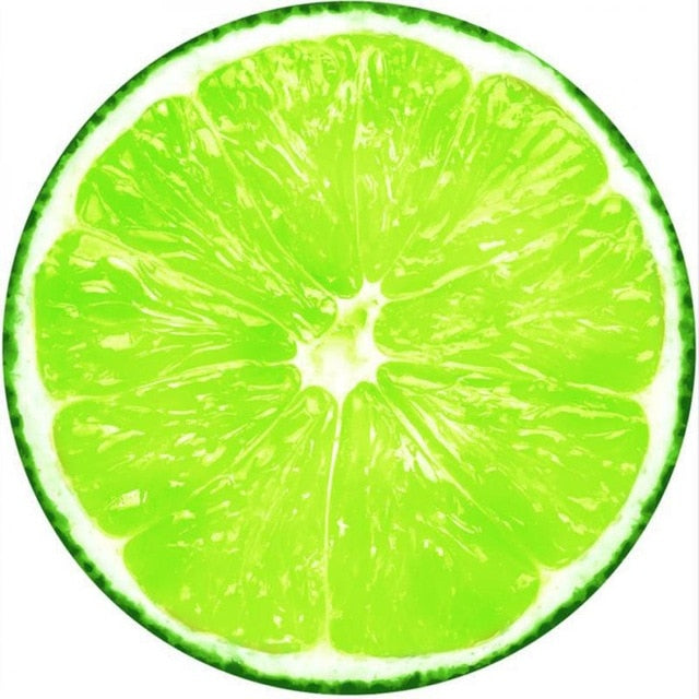 Round Beach Towel with Various Food Designs