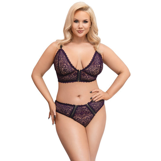 Cottelli Curves Delicate Lace Bralette And Briefs - Plus Size