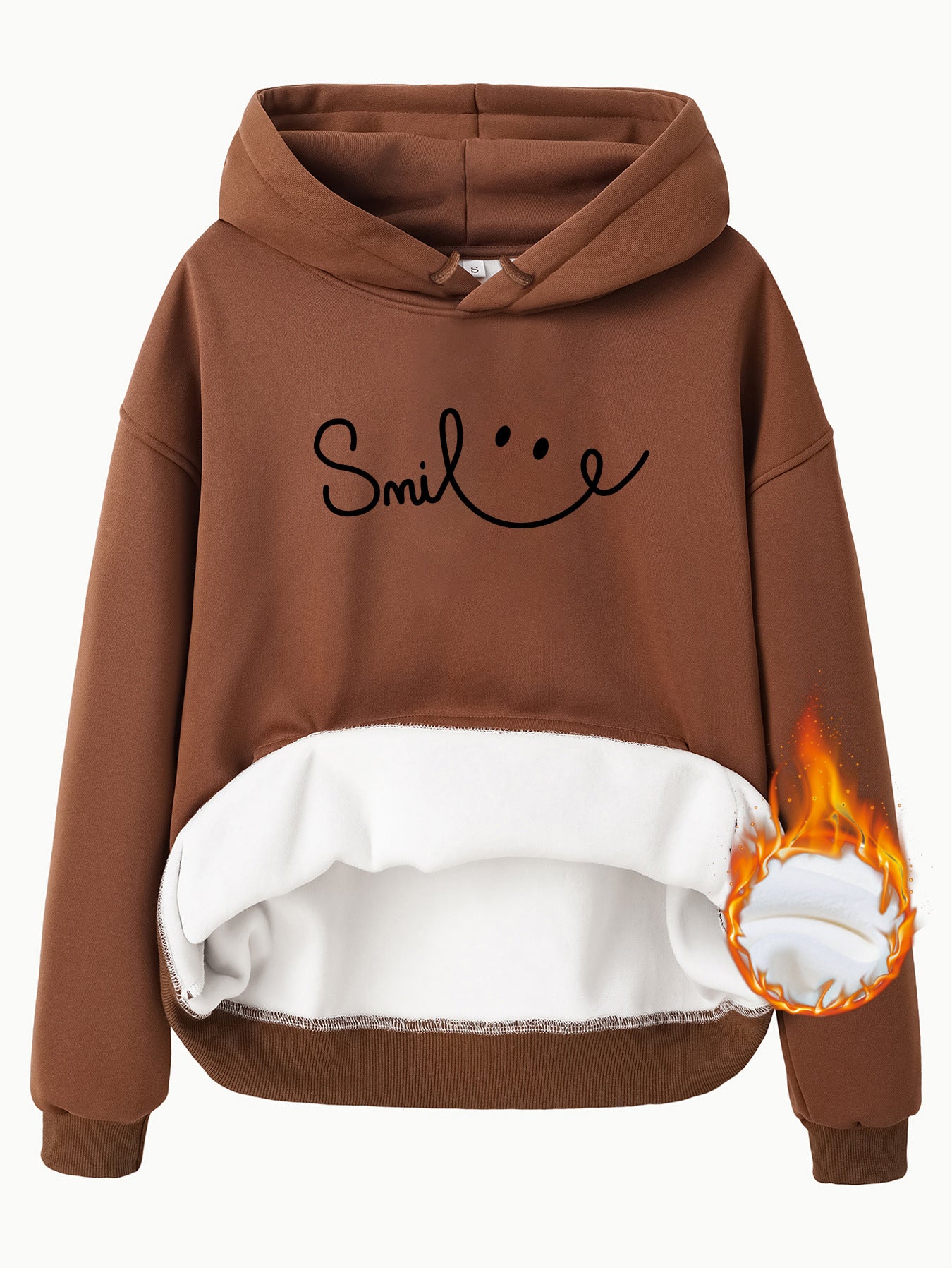 Fleece Lined Hoodie - Smile