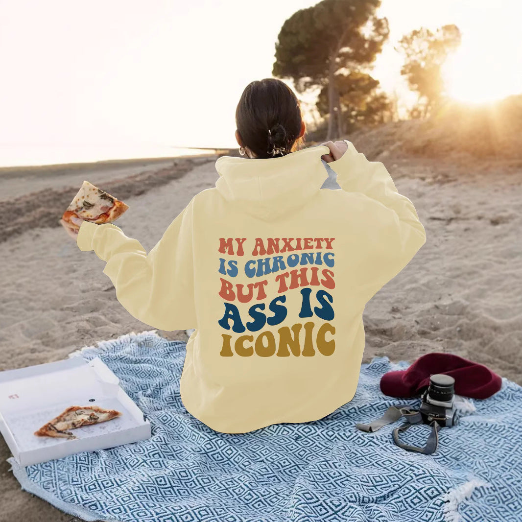 Women's Slogan Hoodie - Anxiety Iconic