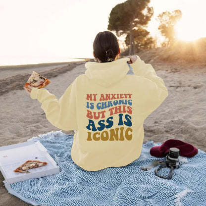 Women's Slogan Hoodie - Anxiety Iconic