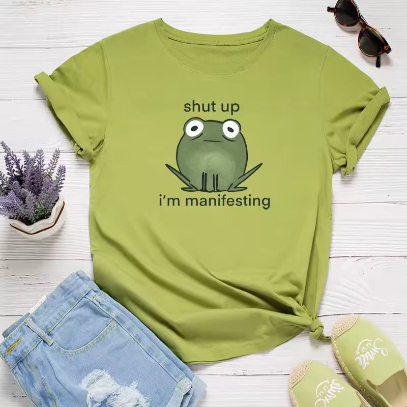 Ladies Slogan T-Shirt - Shut Up I'm Manifesting - various colours - size S - 3XL