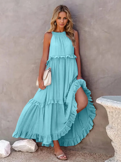 Women's Ruffled Tiered Maxi Dress - various colours