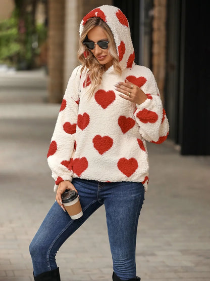 Women's Hoodie - Heart Print - Various Colours