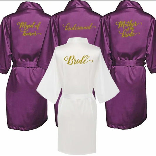 Purple Satin Robe Hen, Bride, Hen Party, Sister, Squad, Mother, Bridesmaid -