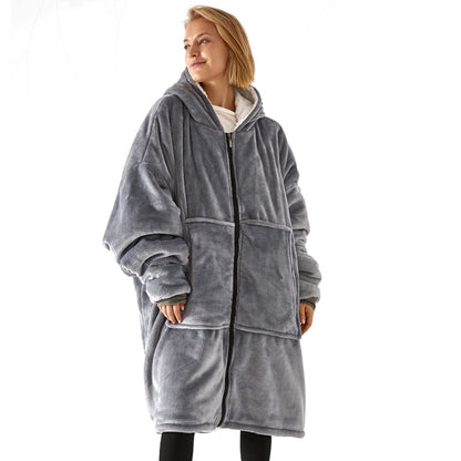 Oversized Blanket Hoodie - Zip Front