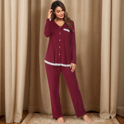 Women's Pyjama Set - Lace Trim - Various Colours
