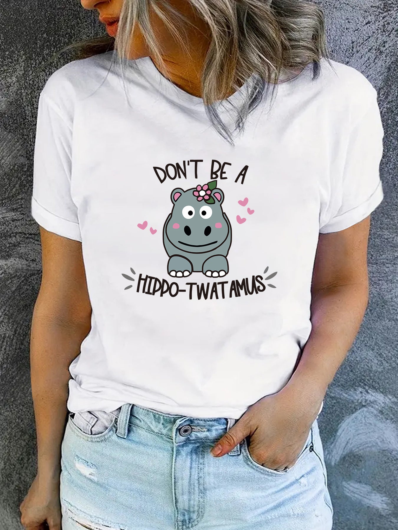 Slogan T-Shirt - Hippo-T**tamus - Various Colours