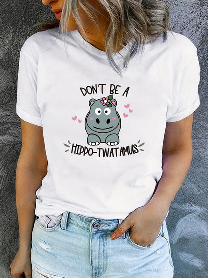 Slogan T-Shirt - Hippo-T**tamus - Various Colours