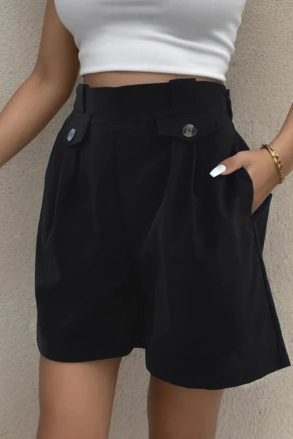 Women's Decorative Button Pocketed Shorts