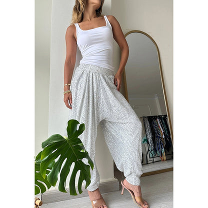 Women's Loose Sequin Trousers with elasticated waist - various colours