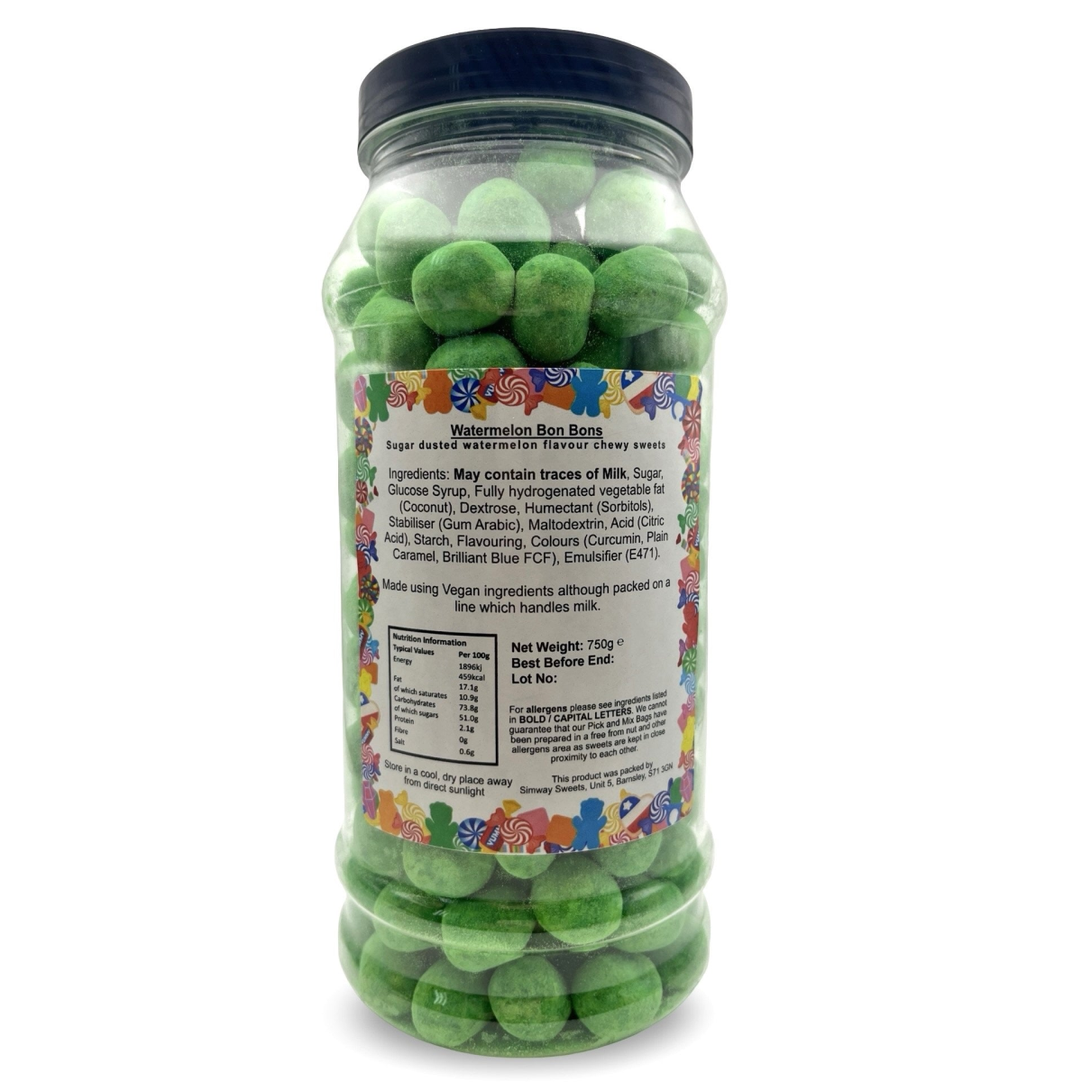 Watermelon Flavour Bon Bons Retro Sweets Bon Bons Gift Jar - 750g