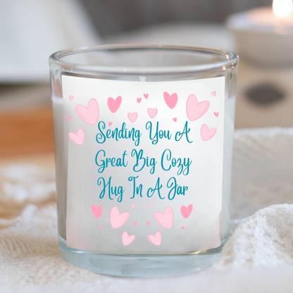 Sending You A Great Big Cozy  Hug In A Jar Candle Gift Set | Best Friend Gift | Scented Candle Gift Box | Message Candle |  Bereavment Gift