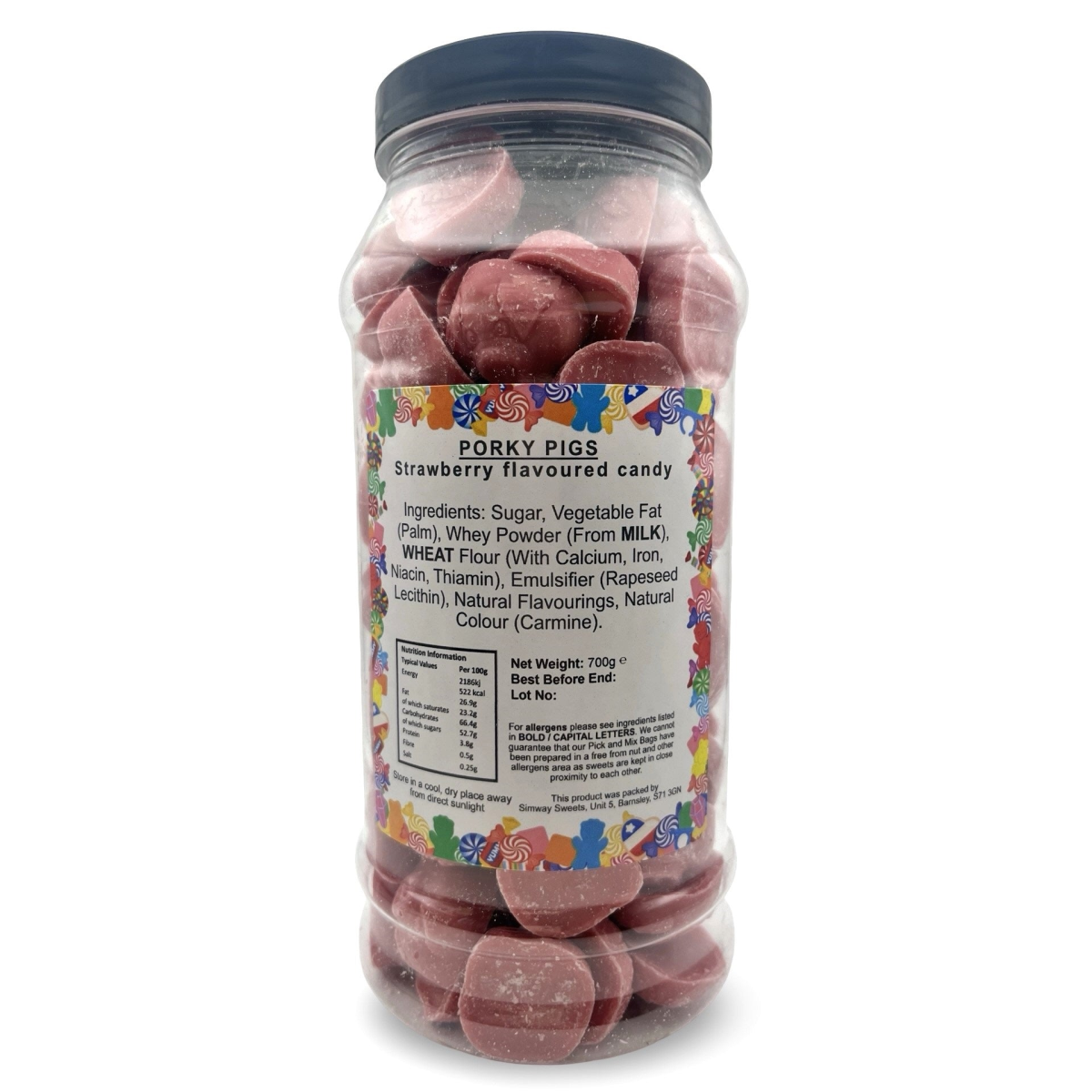 Pink Porky Pigs Chocolate Retro Sweets Gift Jar - 700g
