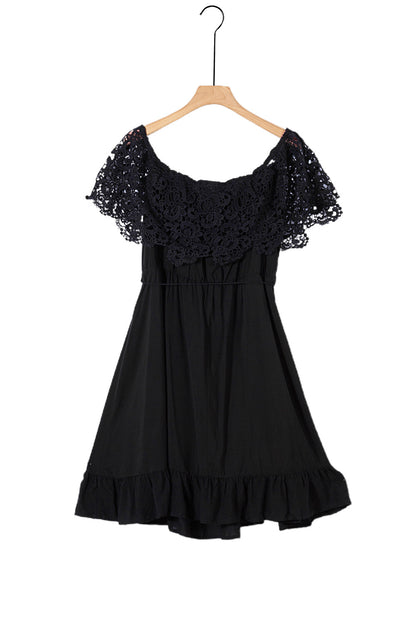 Women's Off the Shoulder Lace Sleeve Dress - Plus Size