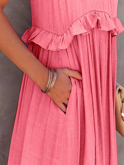 Women's Ruffled Tiered Maxi Dress - various colours