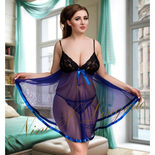 NX - 005 Sheer Chemise With Feminine Lace Bust