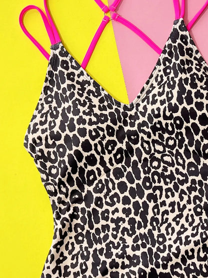 Women's Leopard Print One Piece Swimsuit