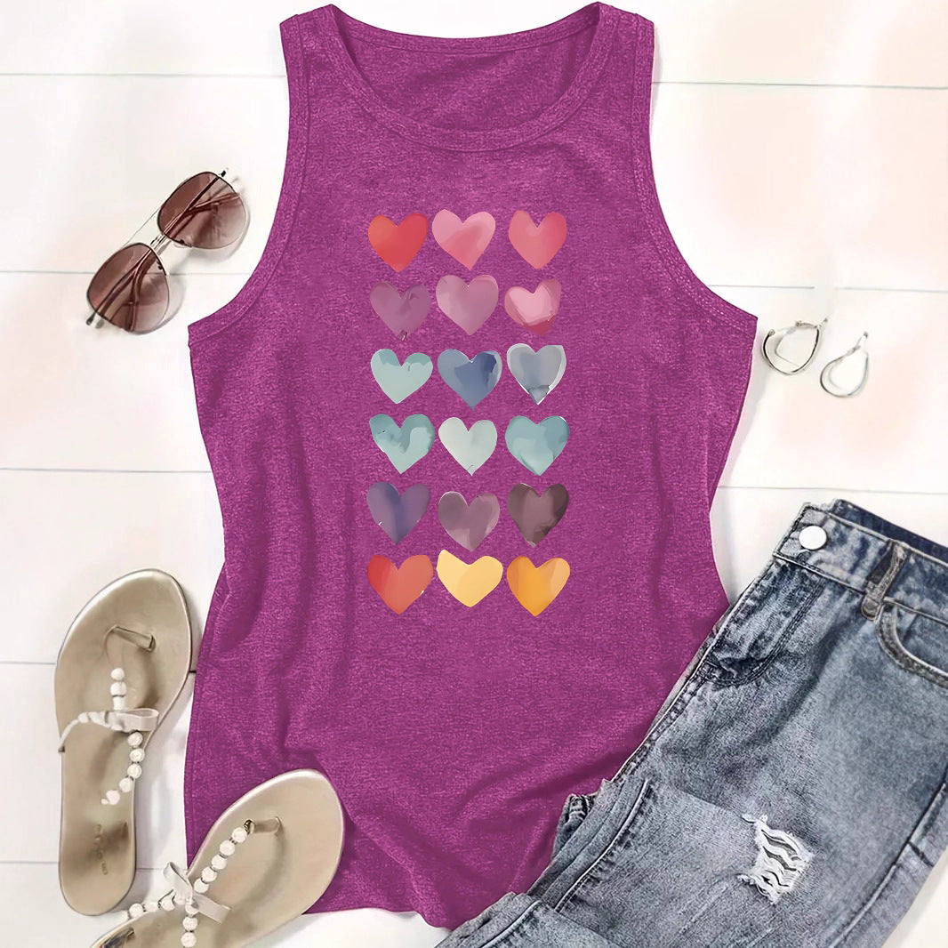 Ladies Heart Print Vest