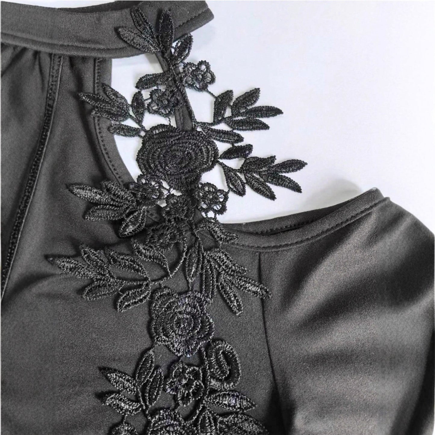 Women's Long Sleeve Top with Choker Neck Detail