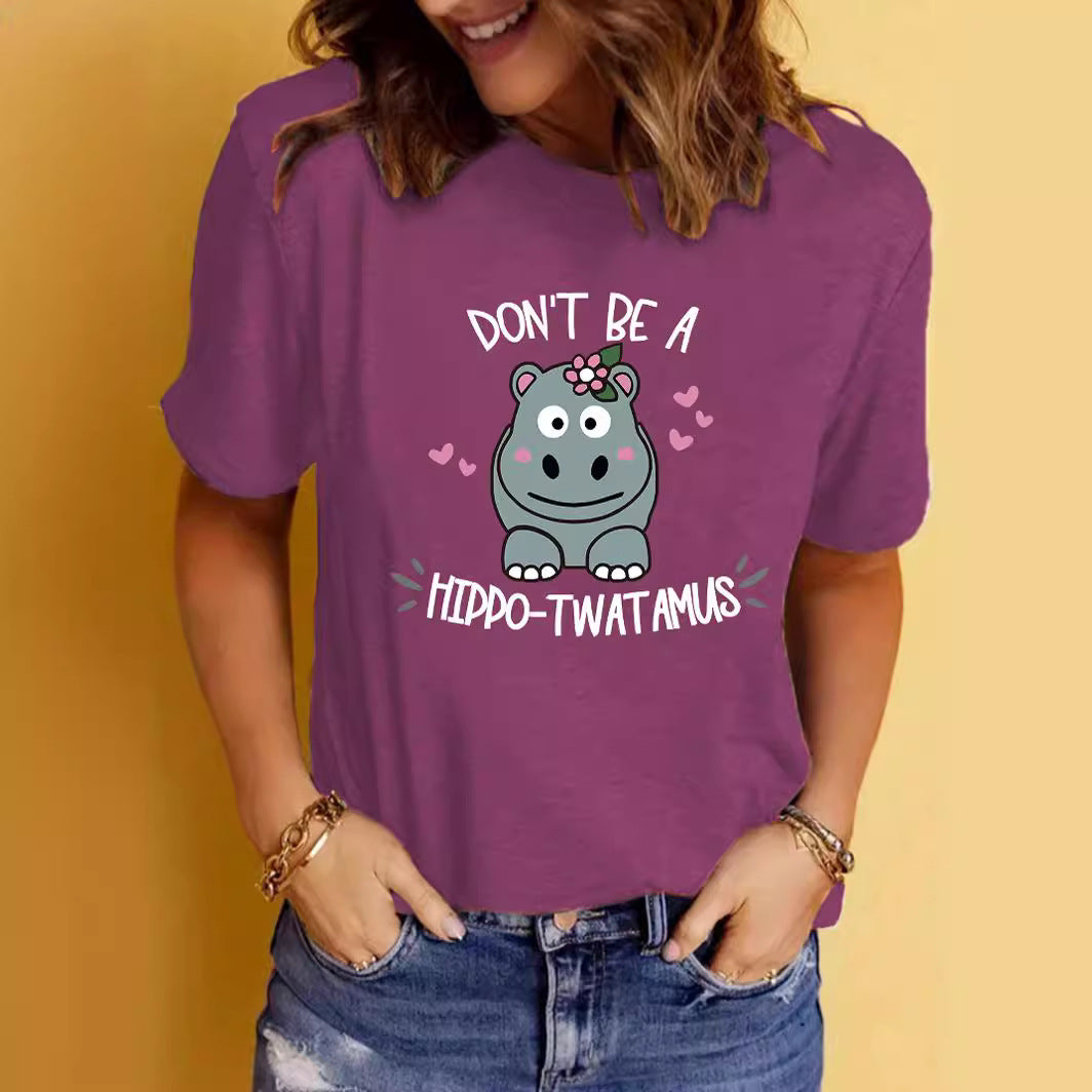 Slogan T-Shirt - Hippo-T**tamus - Various Colours