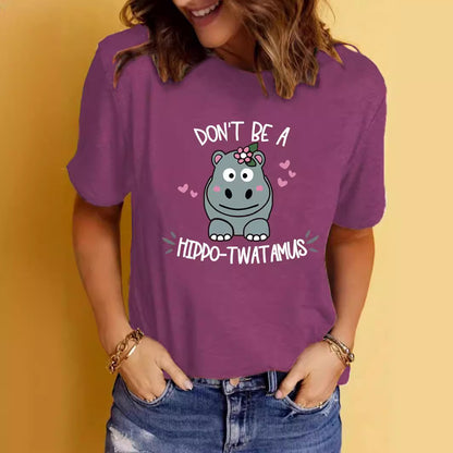 Slogan T-Shirt - Hippo-T**tamus - Various Colours