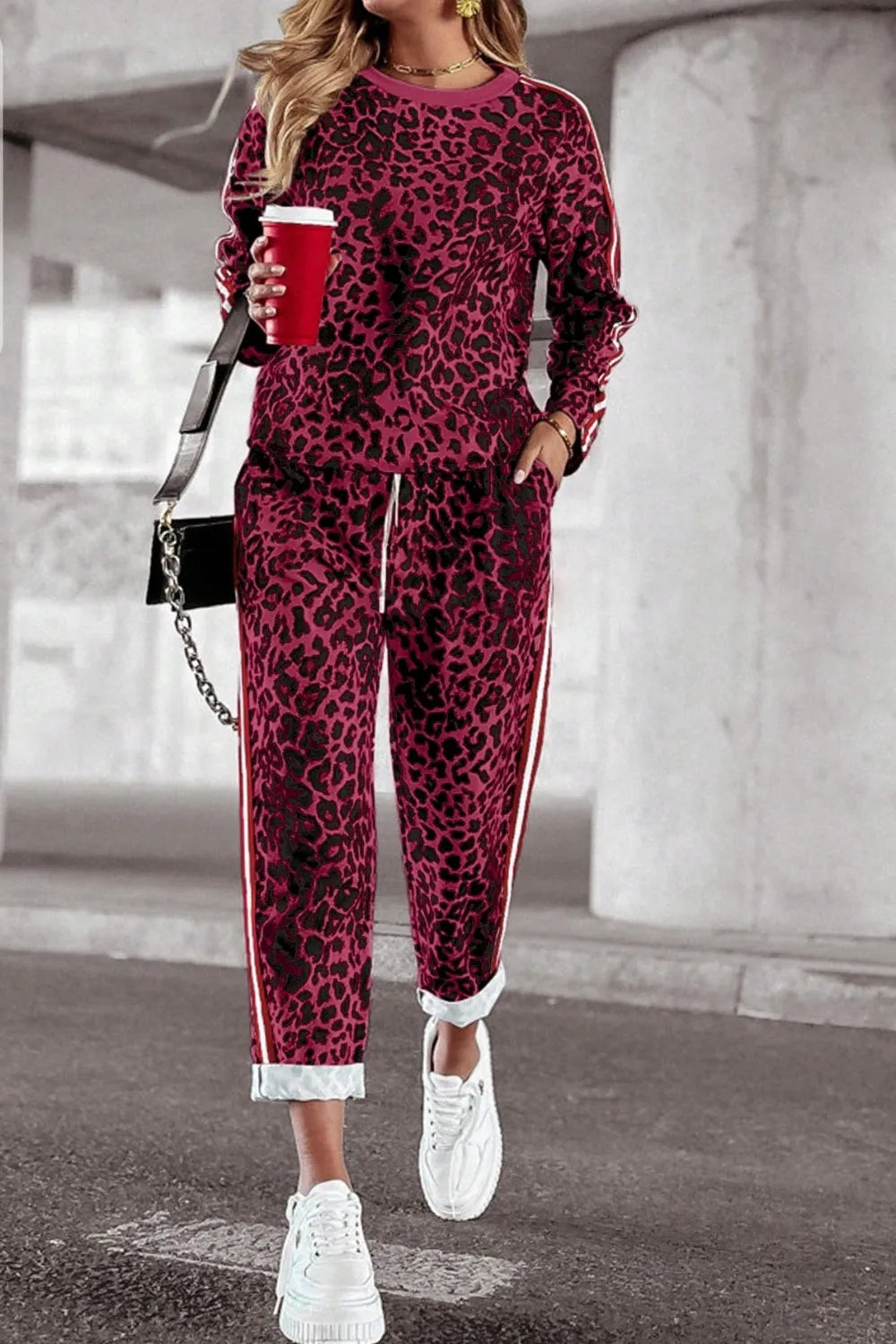 Women's Lounge Wear Set - Leopard Print - Various Colours