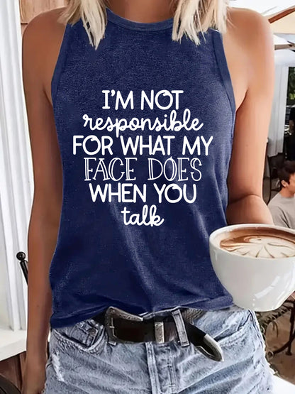 Ladies Printed Slogan Vest - Face Does