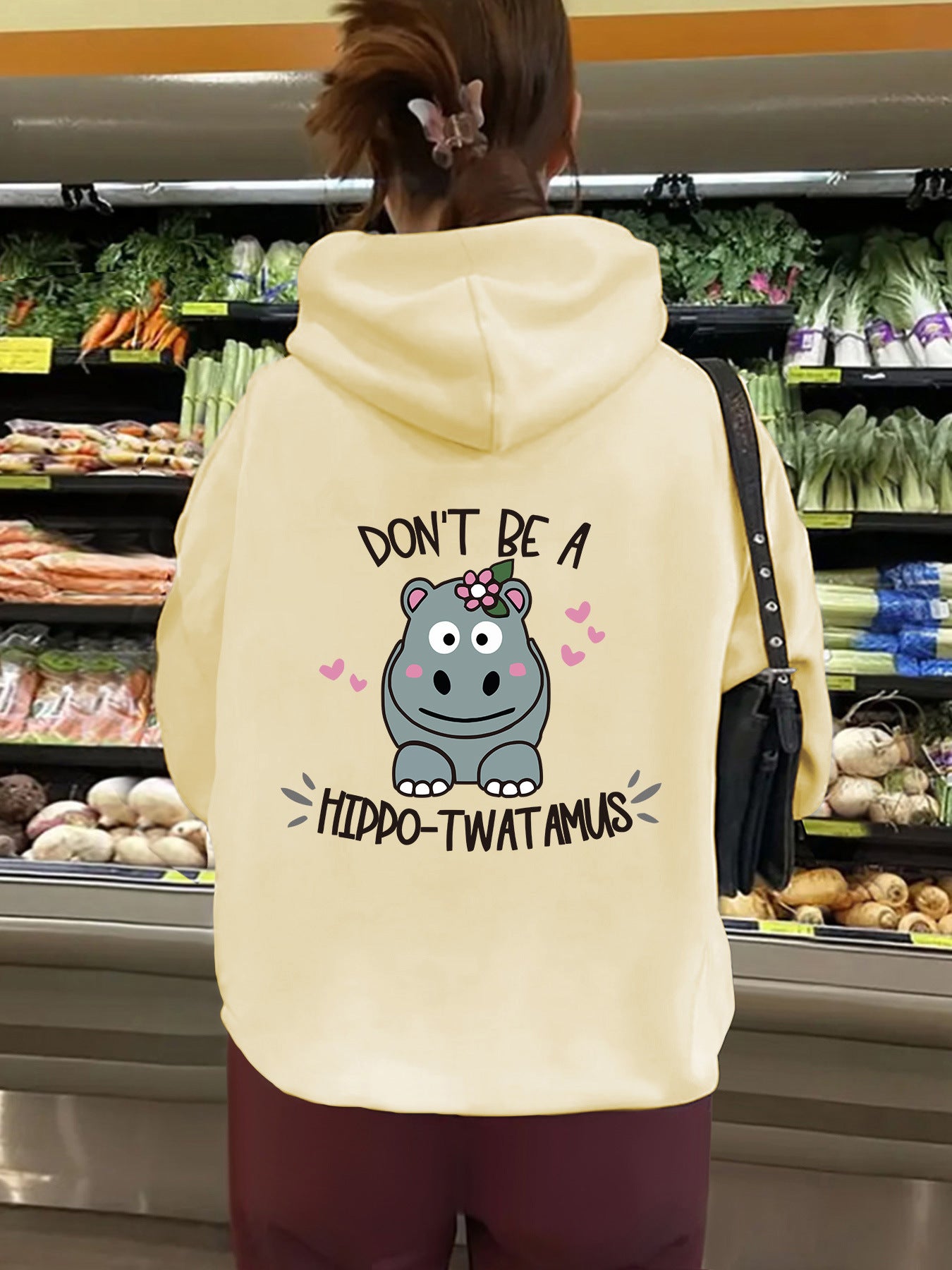 Women's Slogan Hoodie - Hippo****mas